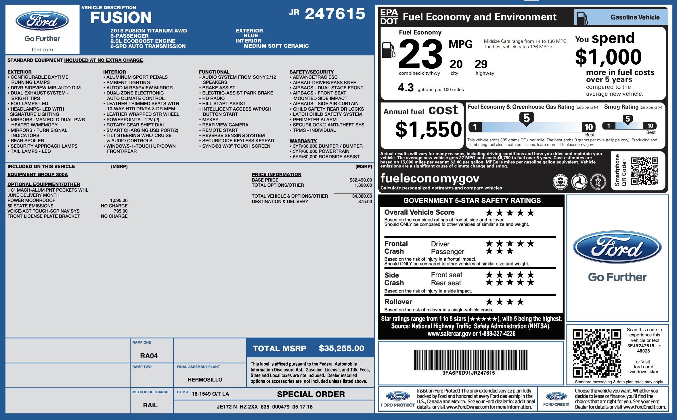Used 2018 Ford Fusion Titanium AWD/4WD image 3