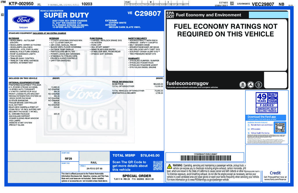 New 2027 Ford F450 XL w/ XL Chrome Package AWD/4WD image 1