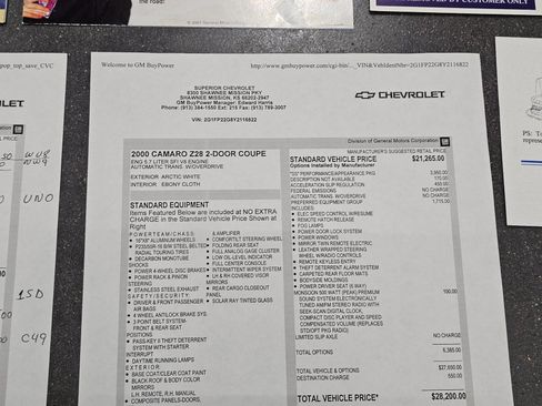 Used 2000 Chevrolet Camaro Z28 w/ SS Performance/Appearance Pkg image 67