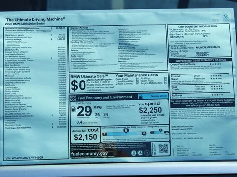 New 2026 BMW 330i xDrive Sedan w/ Premium Package AWD/4WD image 2