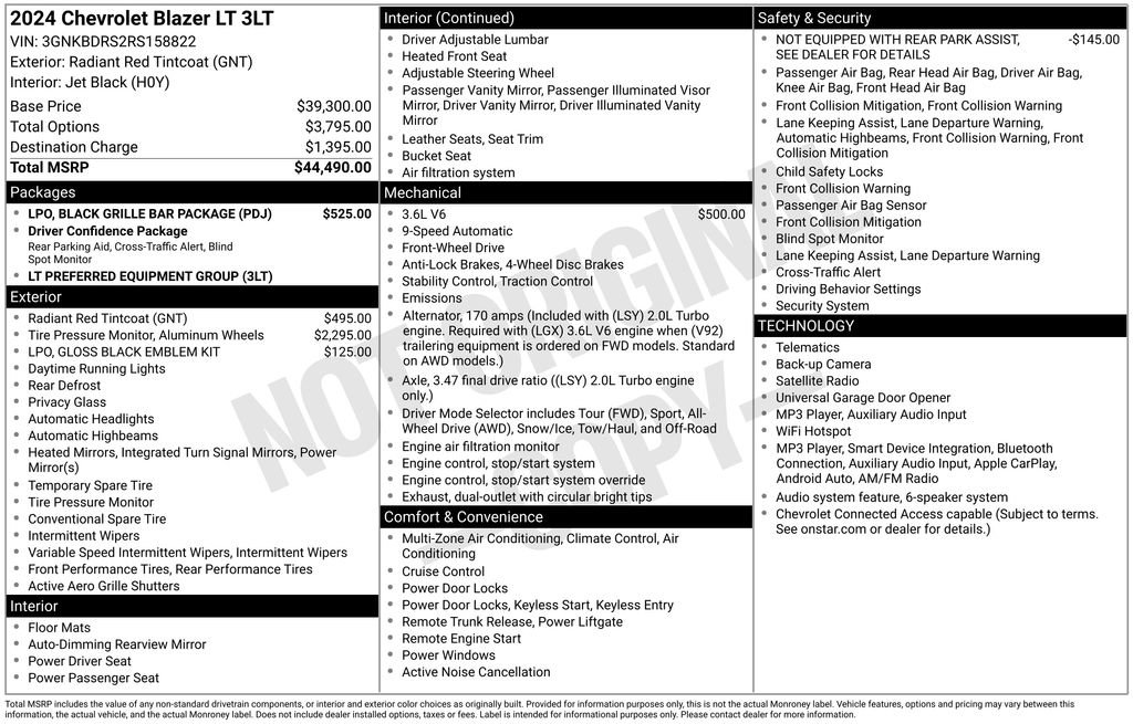 Certified 2024 Chevrolet Blazer LT w/ LPO, Black Grille Bar Package FWD image 7