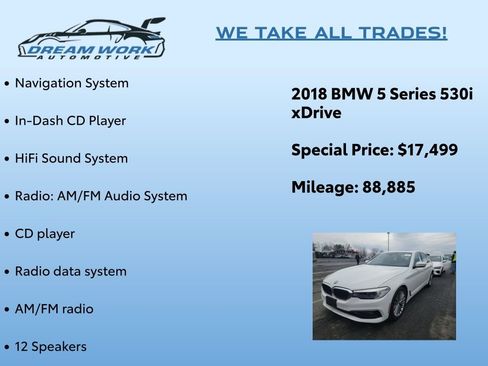 Used 2018 BMW 530i xDrive w/ Premium Package image 2