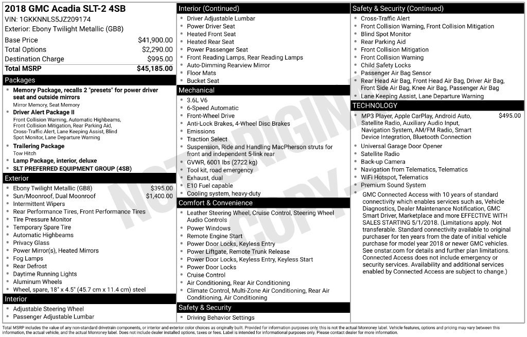 Certified 2018 GMC Acadia SLT FWD image 16
