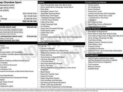 Used 2019 Jeep Cherokee Sport w/ Cold Weather Group AWD/4WD image 8