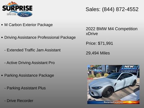 Used 2022 BMW M4 xDrive Competition w/ M Carbon Exterior Package AWD/4WD image 6