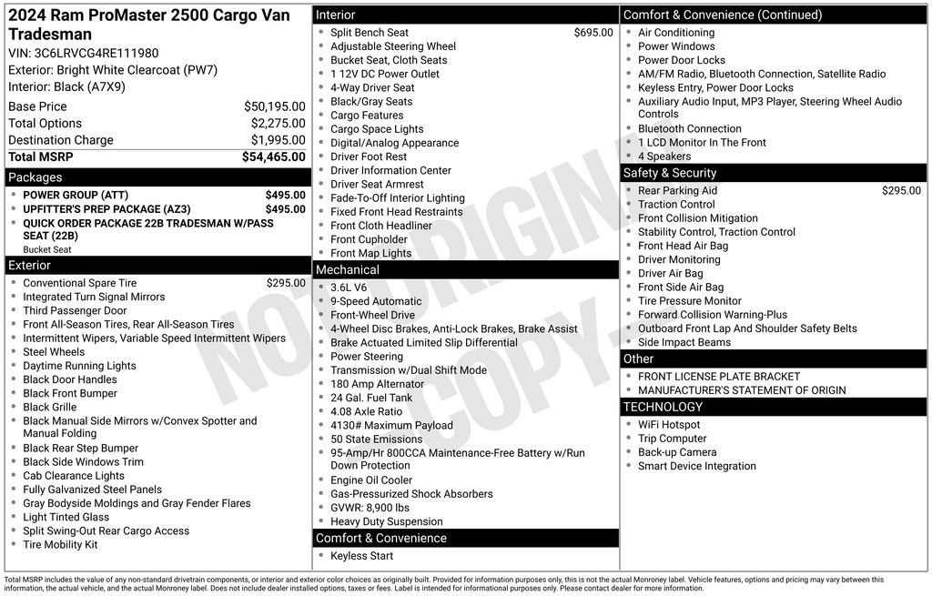 New 2024 RAM ProMaster 2500 w/ Upfitter's Prep Package FWD image 9