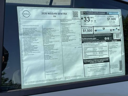 New 2026 Nissan Sentra SV w/ SV Convenience Package FWD image 2