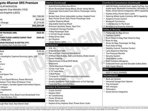 Used 2021 Toyota 4Runner SR5 Premium w/ Moonroof Package AWD/4WD image 5