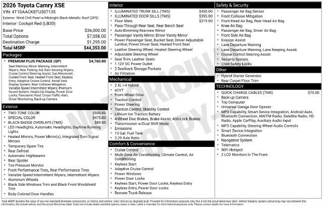 Used 2026 Toyota Camry XSE w/ Premium Plus Package FWD image 30