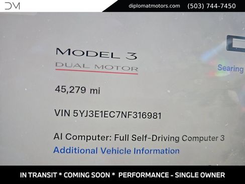 Used 2022 Tesla Model 3 Performance AWD/4WD image 3