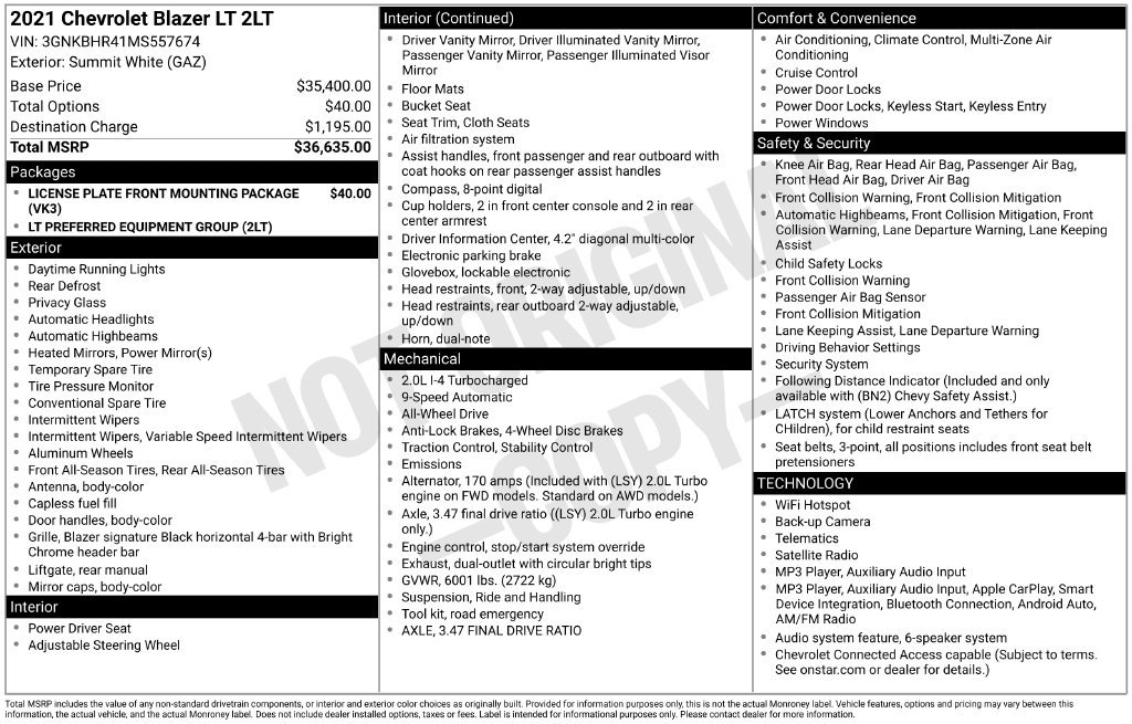 Certified 2021 Chevrolet Blazer LT AWD/4WD image 6