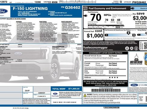 Used 2023 Ford F150 Lightning XLT w/ Equipment Group 312A High AWD/4WD image 3