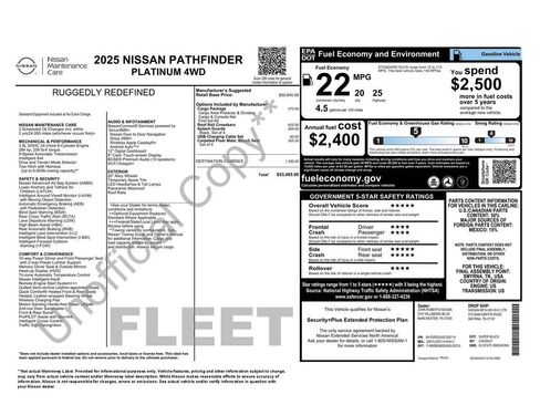 Used 2025 Nissan Pathfinder Platinum w/ Cargo Package AWD/4WD image 3