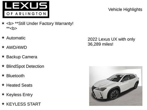 Used 2022 Lexus UX 250h w/ Accessory Package (Z1) AWD/4WD image 8
