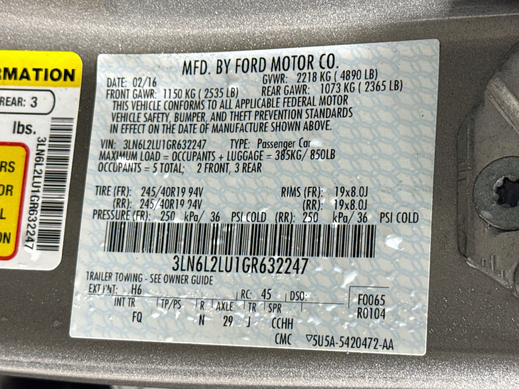 Used 2016 Lincoln MKZ Hybrid w/ Equipment Group 500A Select FWD image 37