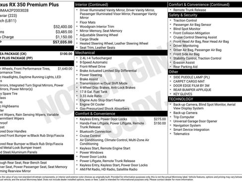 Used 2023 Lexus RX 350 Premium Plus w/ Cold Area Package FWD image 36