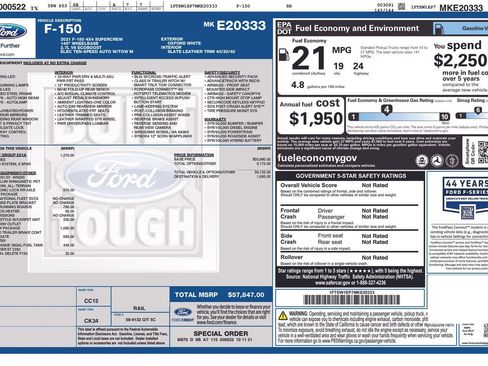 Used 2021 Ford F150 Lariat w/ Equipment Group 501A Mid image 33