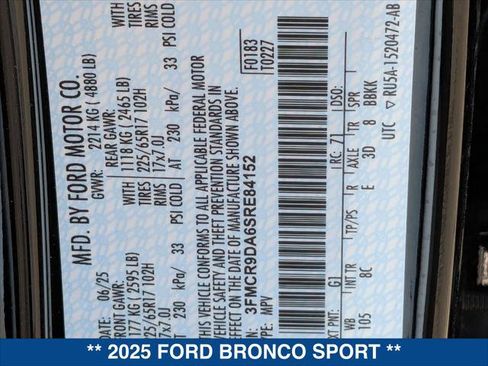 New 2025 Ford Bronco Sport Badlands AWD/4WD image 20