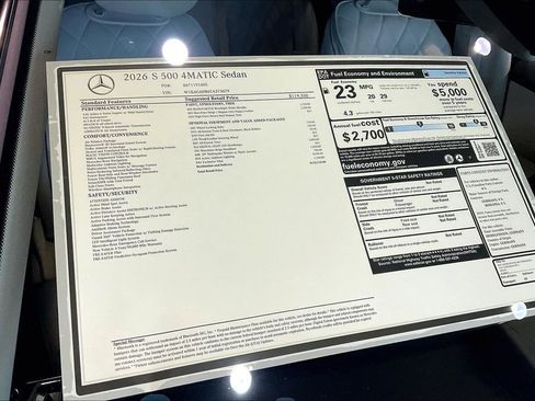 New 2026 Mercedes-Benz S 500 4MATIC image 13