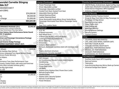 Used 2021 Chevrolet Corvette Stingray Preferred Conv w/ Z51 Performance Package RWD image 4