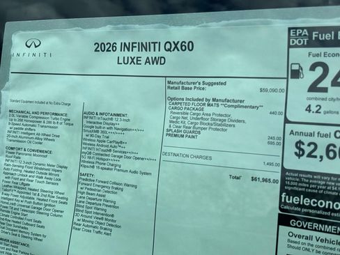 New 2026 INFINITI QX60 Luxe w/ Cargo Package image 18