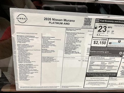 New 2026 Nissan Murano Platinum w/ Technology Package AWD/4WD image 42