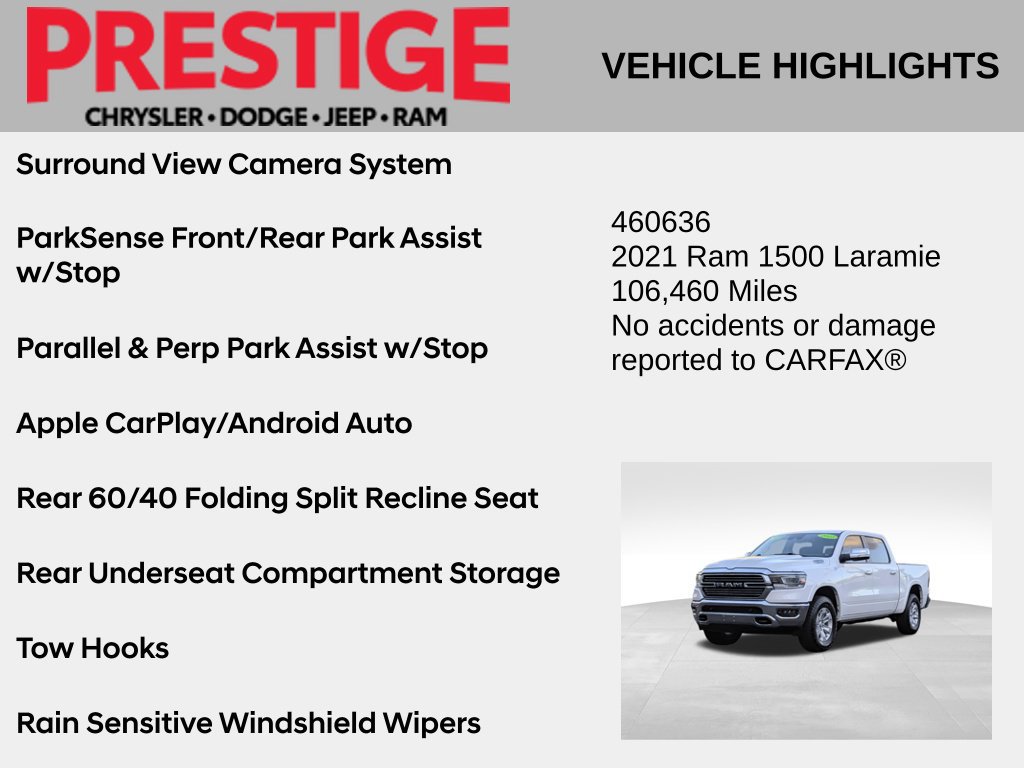 Used 2021 RAM 1500 Laramie w/ Advanced Safety Group AWD/4WD image 8