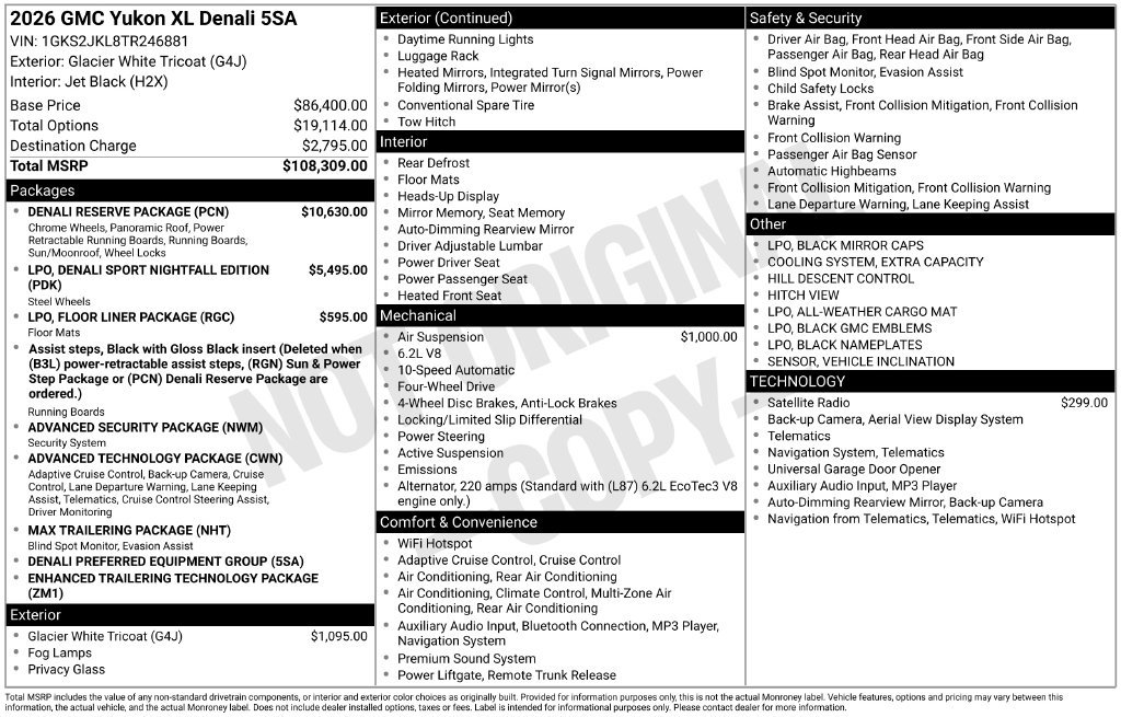 Used 2026 GMC Yukon XL Denali w/ Denali Reserve Package AWD/4WD image 4