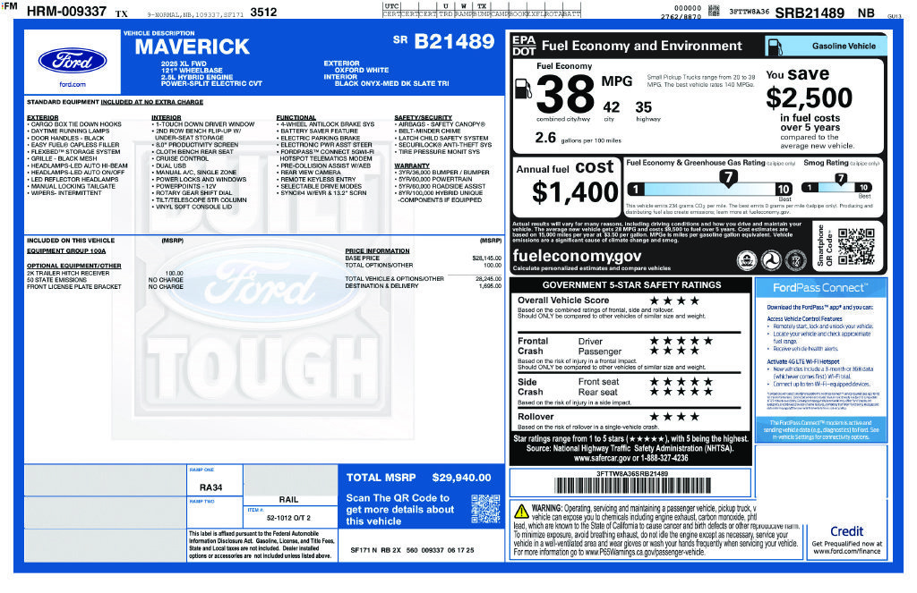 Used 2025 Ford Maverick XL FWD image 33