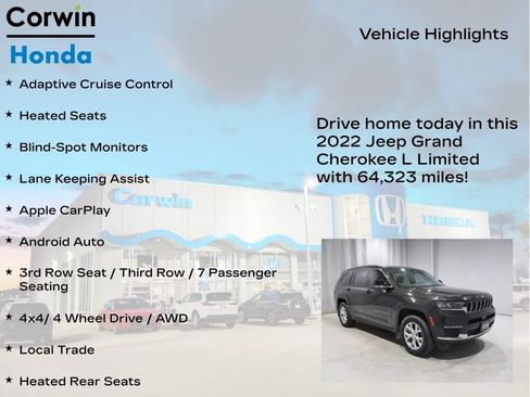 Used 2022 Jeep Grand Cherokee L Limited AWD/4WD image 7
