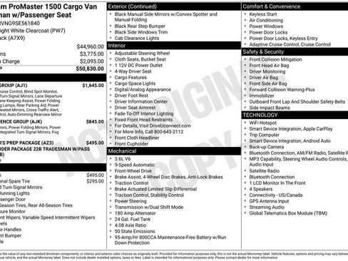 Used 2025 RAM ProMaster 1500 w/ Safety Group FWD image 2