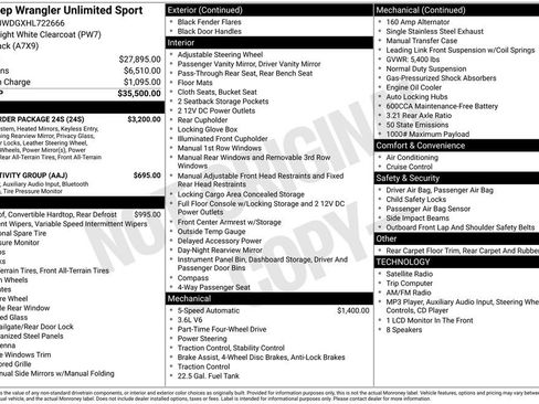 Used 2017 Jeep Wrangler Unlimited Sport w/ Quick Order Package 24S AWD/4WD image 21