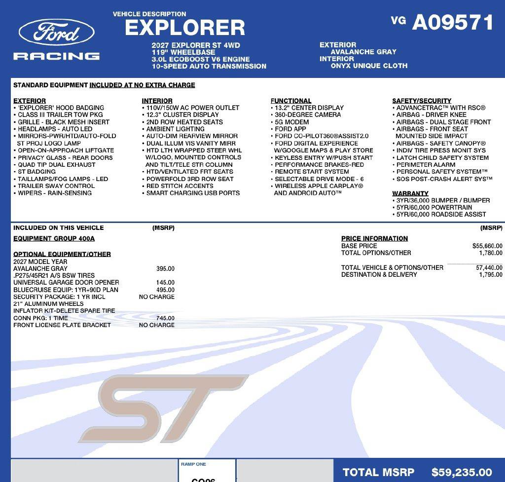 New 2027 Ford Explorer ST AWD/4WD image 2