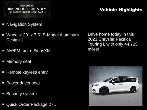 Used 2023 Chrysler Pacifica Touring-L w/ S Appearance Package FWD image 5