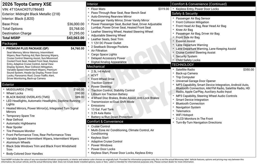 New 2026 Toyota Camry XSE w/ Premium Plus Package FWD image 25