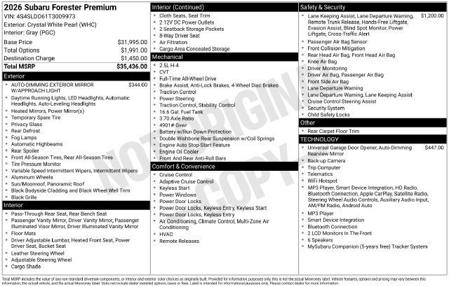Certified 2026 Subaru Forester Premium AWD/4WD image 36