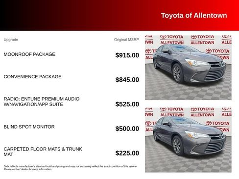 Used 2016 Toyota Camry XLE w/ Moonroof Package FWD image 5