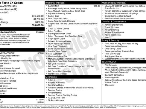 Used 2014 Kia Forte LX w/ Popular Package FWD image 3