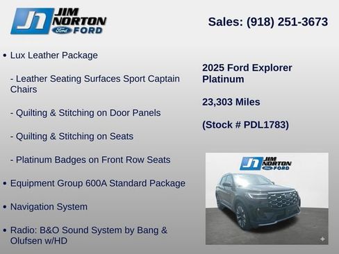 Used 2025 Ford Explorer Platinum w/ LUX Leather Package AWD/4WD image 8