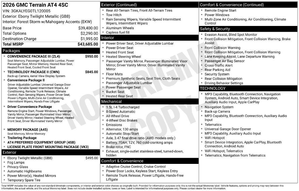 Used 2026 GMC Terrain AT4 w/ Convenience Package III AWD/4WD image 2