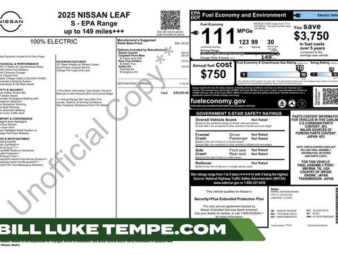 Used 2025 Nissan Leaf S FWD image 1