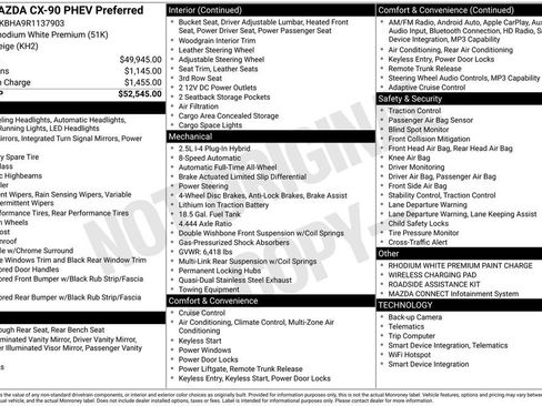 Certified 2024 MAZDA CX-90 Plug-In Hybrid w/ Preferred AWD/4WD image 5