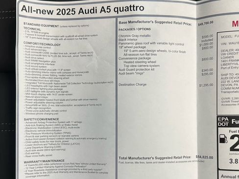 Used 2025 Audi A5 2.0T Premium w/ Convenience Package AWD/4WD image 42