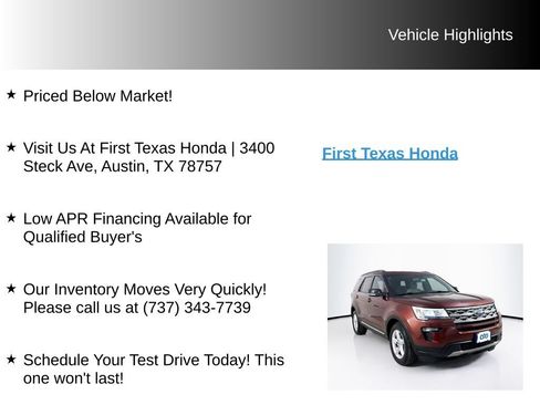 Used 2018 Ford Explorer XLT w/ Equipment Group 201A FWD image 9