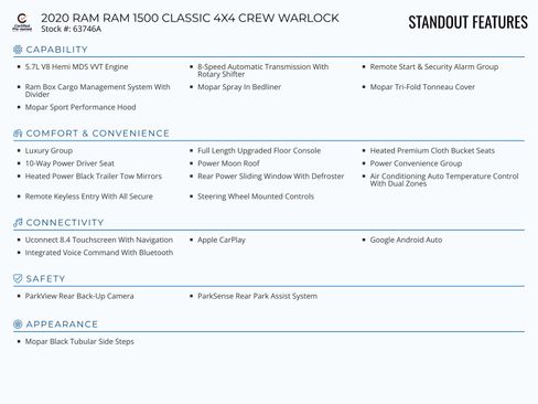 Used 2020 RAM 1500 Classic Warlock w/ Trailer & Traction Group image 3