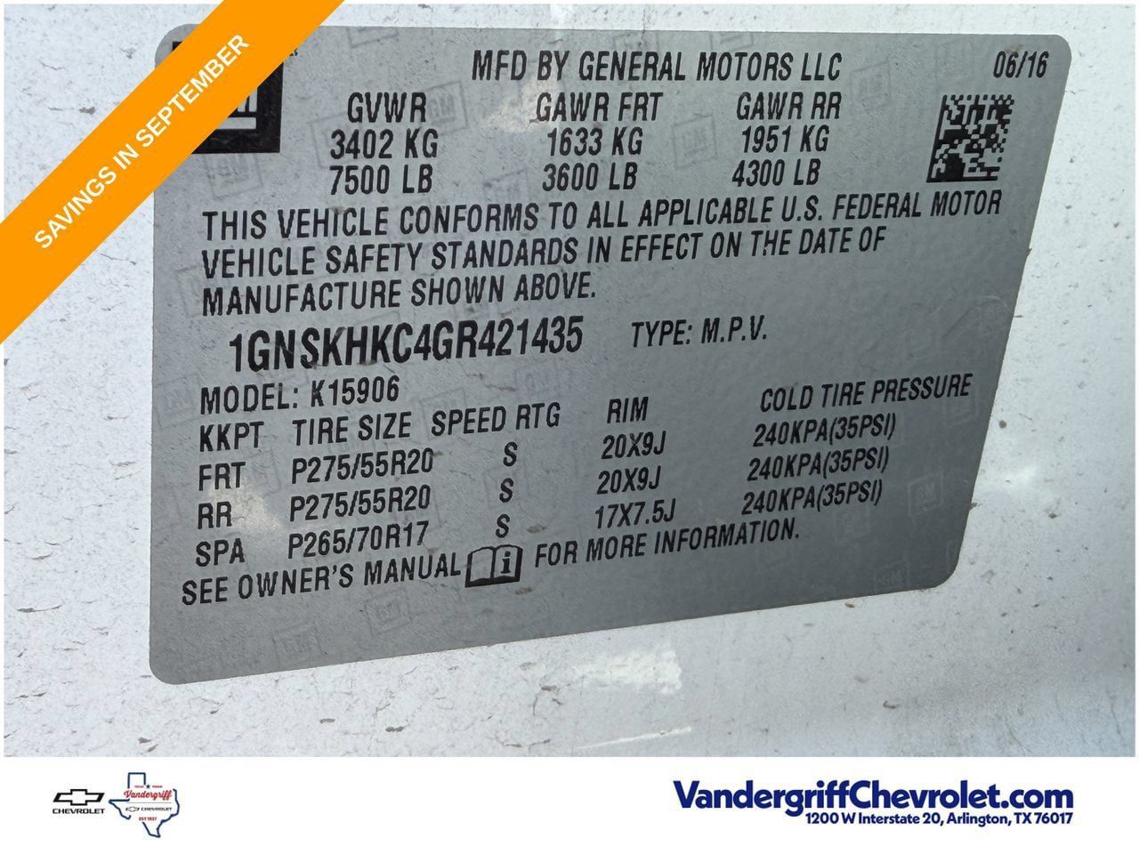 Used 2016 Chevrolet Suburban LT AWD/4WD image 11