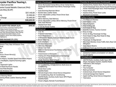 Used 2020 Chrysler Pacifica Touring-L w/ Advanced Safetytec Group image 16