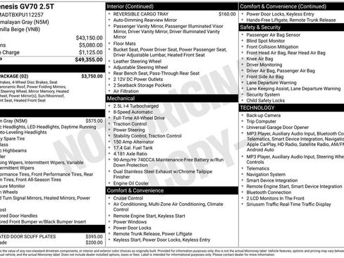 Certified 2023 Genesis GV70 2.5T w/ Select Package AWD/4WD image 14