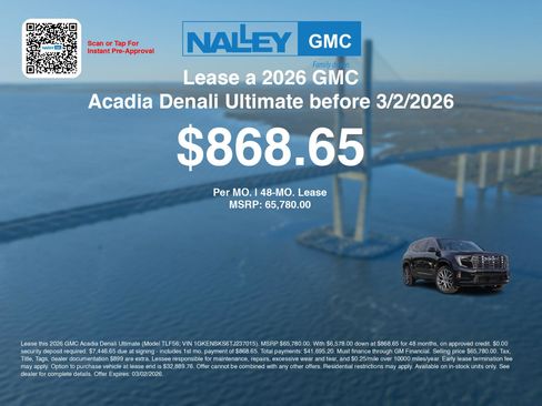 New 2026 GMC Acadia Denali Ultimate w/ LPO, Floor Liner Package image 3