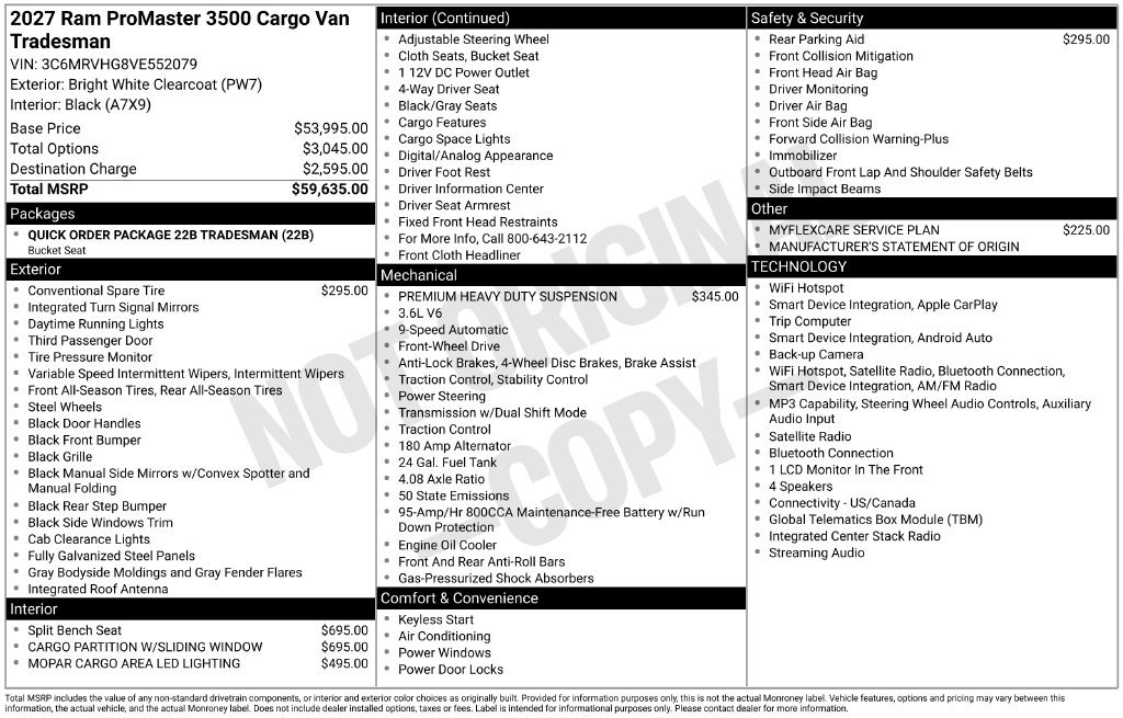New 2027 RAM ProMaster 3500 FWD image 9